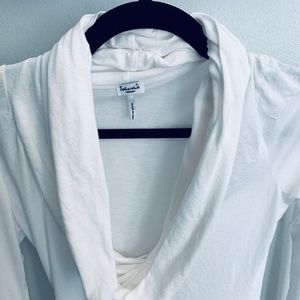 Splendid White Cowl Neck Long Sleeve Tee - M